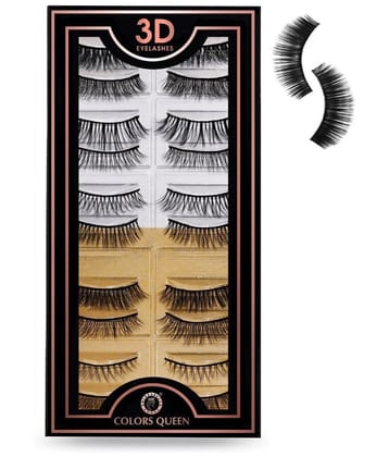 Colors Queen 10 Pairs 3D Eyelashes Natural Hair 20 10 g