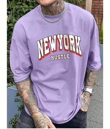 Garimaknitwear Cotton Blend Regular Fit Printed Half Sleeves Men's Round T-Shirt - Lavender ( Pack of 1 )