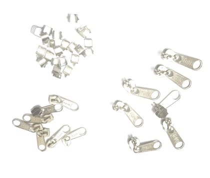 Nawani School Bag Zipper Lock 15 Big 15 Small and 15 Lock Pin Silver Metal Open-Ended Zipper