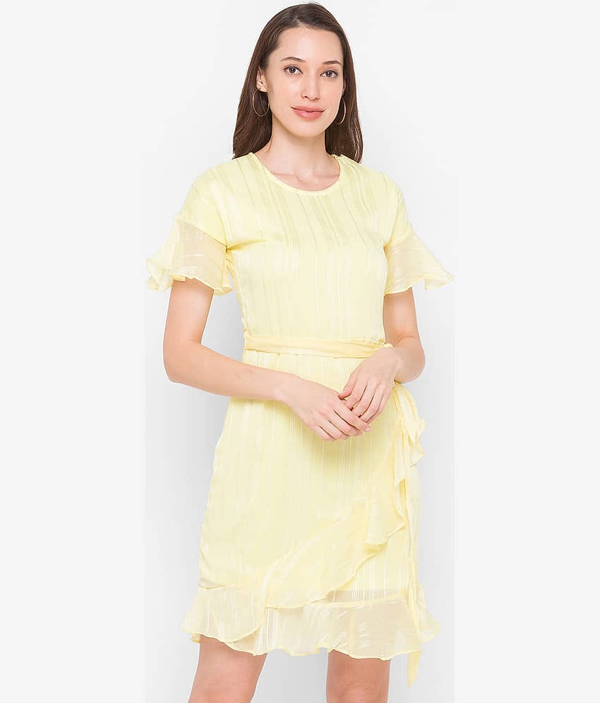 Globus - Yellow Cotton Blend Women's A- line Dress ( Pack of 1 )