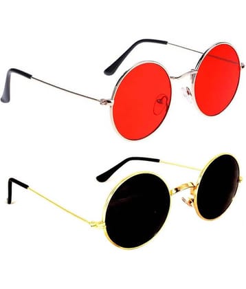 Elligator Gold Round Sunglasses ( Pack of 2 )