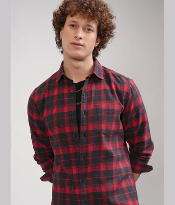 Highlander 100% Cotton Regular Fit Checks Full Sleeves Men's Casual Shirt - Multicolor ( Pack of 1 )