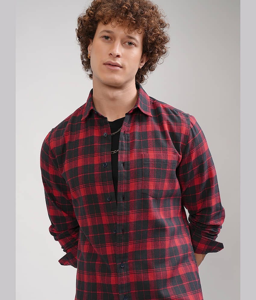 Highlander 100% Cotton Regular Fit Checks Full Sleeves Men's Casual Shirt - Multicolor ( Pack of 1 )