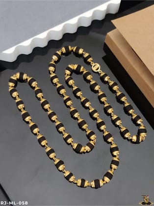 Claasical Original Gold Looking New Design 6mm Size Gold Pleted black Rudraksh Mala ML-0058