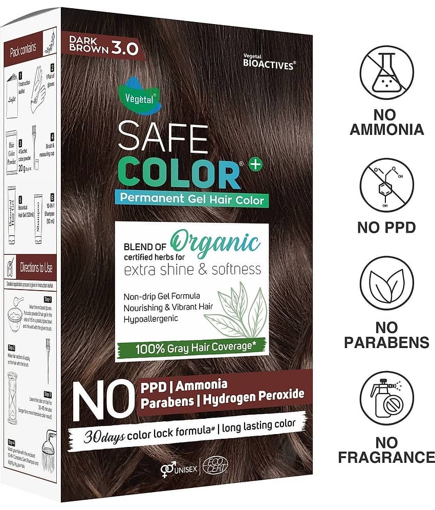Vegetal Natural Semi Permanent Hair Color 70 g Dark Brown