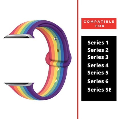 Rainbow Plain Silicone Strap For Watch Series 8 (42mm/44mm/45mm/46mm/49mm)
