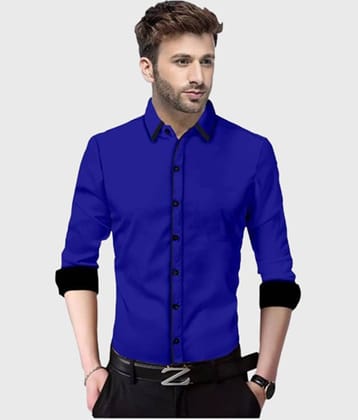 Life Roads - Light Blue Cotton Slim Fit Men's Casual Shirt ( Pack of 1 )