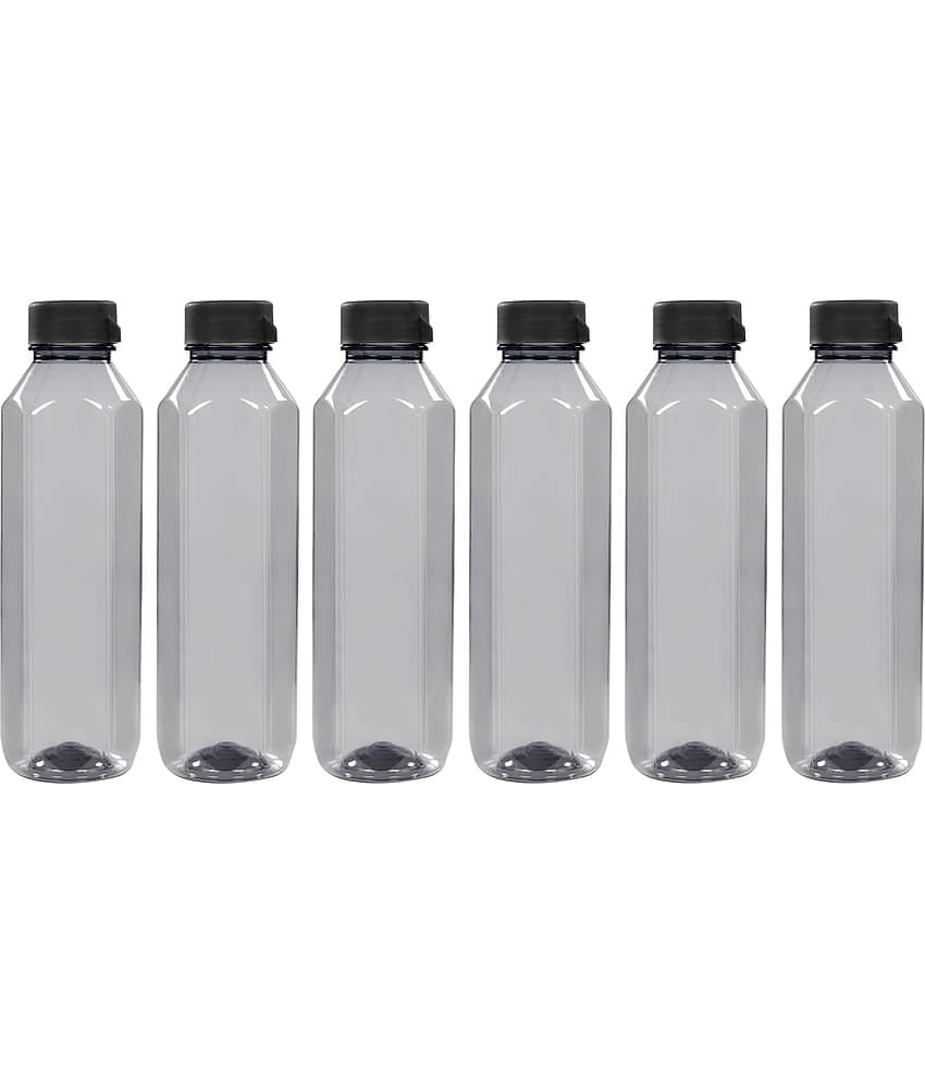 PearlPet Topaz-1000ML-GREEN-6PCS Green Plastic Water Bottle 1000 mL ( Set of 6 )