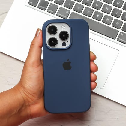 Dark Blue Original Silicone Case For Apple Iphone 16 Pro