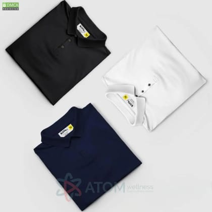 Poly Cotton Solid Half Sleeves Mens Polo T-shirt (Pack of 3)-L
