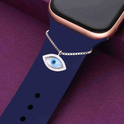 Sparkling Evil Eye Watch Charm-White Stone / Silver