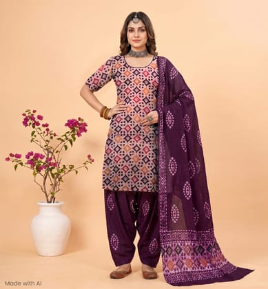 Handcrafted Batik Print 3 Piece Unstitched Cotton Suit Set Handcrafted Batik Print 3 Piece Unstitched Cotton Suit Set