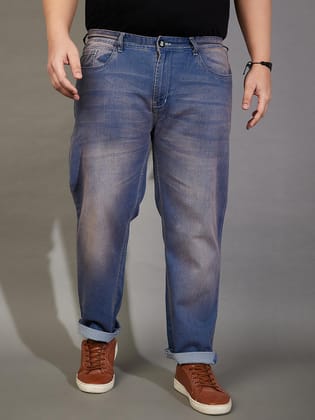 Men Plus Size Brunon Washed Jeans - 4XL
