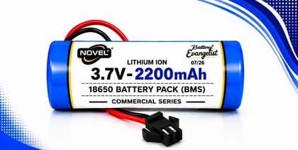 NOVEL 3.7V 18650 LITHIUM ION SM PIN BATTERY WITH CHARGING CABLE- 2200mAh