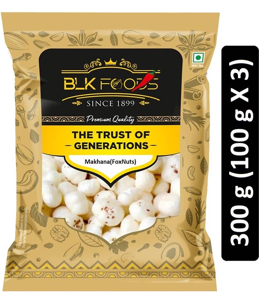 BLK FOODS Lotus Seeds Pop /Gorgon Nut Puffed Kernel (Makhana) 300 g Pack of 3