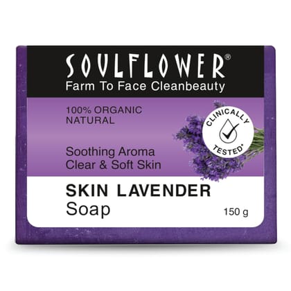 Soulflower Lavender Handmade Soap Bar – Cold-Processed, 100% Natural & Vegan | Calms, Hydrates & Balances Skin | Pure Lavender Essential Oil + Coconut, Olive & Castor Oils | 150 g Soulflower Lavender Handmade Soap Bar – Cold-Processed, 100% Natural & Veg