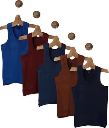 kaseera Pack of 5 Boys Cotton Blend Vest ( Multicolor )