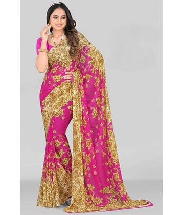 LEELAVATI Georgette Printed Saree With Unstitched Blouse Piece ( Multicolor )