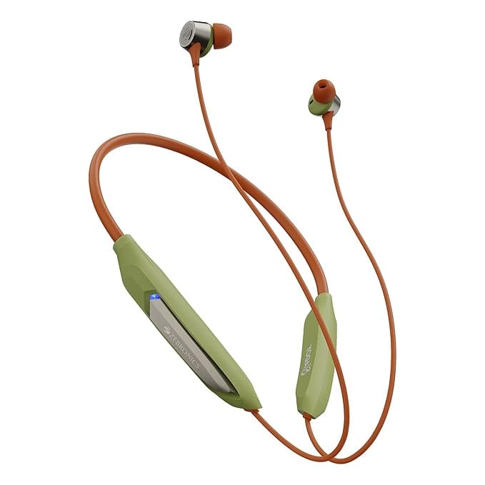 ZEBRONICS Yoga N3 with 46 Hours Backup,Bluetooth Wireless Headphones V5.2 Wireless Neckband,Enc Calling,Gaming Mode (Upto 50Ms),Voice Assistant,Dual Pairing,Splash Proof&Type C (Tropical),in Ear