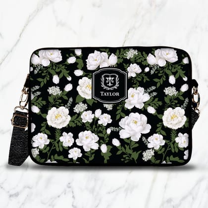 Peonies Laptop Bag-Black / 13.3"