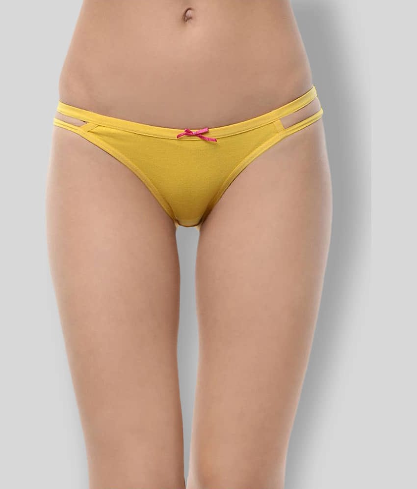 Leading Lady Cotton Solid Women's Bikini Panties ( Yellow )