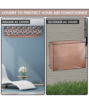 CASA FURNISHING Set of 2 Polyester Blend Brown AC Cover for 1.5 Ton Split AC
