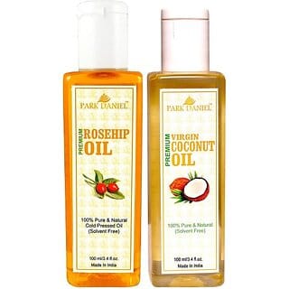 PARK DANIEL Organic Rosehip oil and Coconut oil - Natural &amp; Undiluted combo of 2 bottles of 100 ml (200ml) (200 ml)