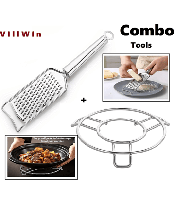VillWin Stainless Steel Trivet |Round Steamer Rack for Kitchen with Cheese Grater & Vegetable Shredder | Food-Grade Stainless-Steel | Comfortable Handle