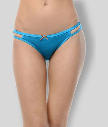 Leading Lady Cotton Solid Women's Bikini Panties ( Blue )