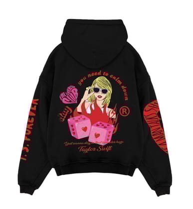 The Lovers Club Designed Oversized Hoodie-S / Black