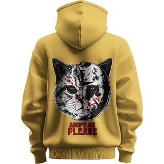 BULL CLOTHING Adopt Me, Please Mustard Hoodie - Featuring a Bold Cat Design with Ultimate Softness and Comfort (XSteL)