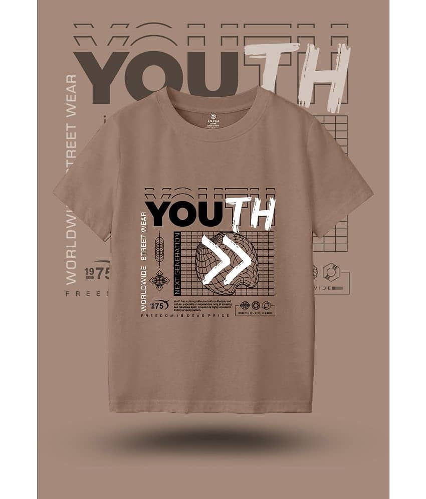 CODEZ Pack of 1 Boys Cotton Blend T-Shirt ( Chocolate Brown )