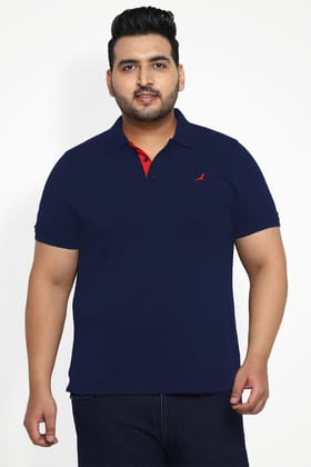 Polo Half Sleeves T-Shirt For Plus Size Men - Navy Blue-XXL / Navy Blue