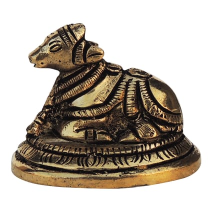 Brass Showpiece Nandi Small Statue - Traditional Puja Showpiece, Height : 2 Inch (BSMAS1291 B)
