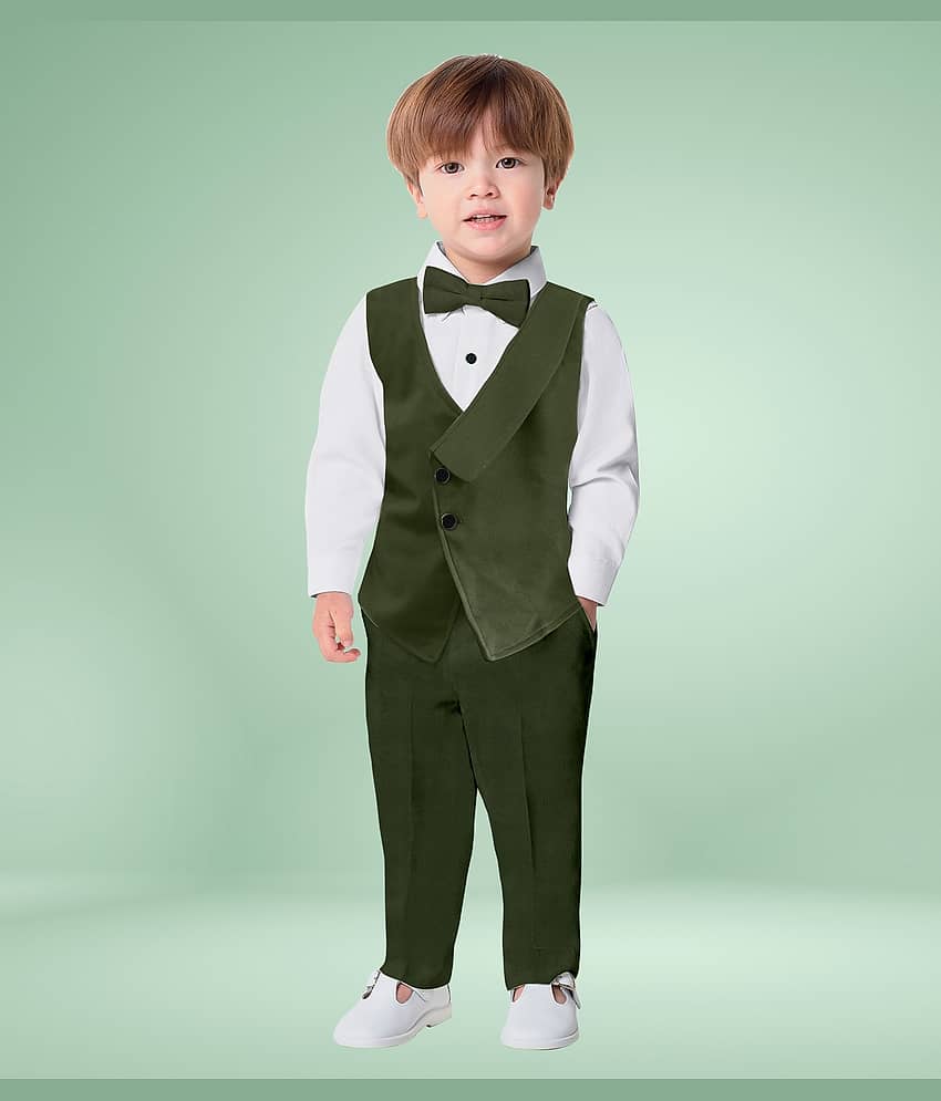 BELIEVED WORTHS Pack of 1 Boys Cotton Blend Shirt & Pants Set ( Olive )