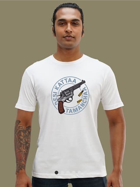 DESI KATTA TAMANCHA - YOUNG CASUAL WEAR WHITE T-SHIRT