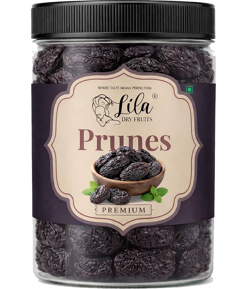 LILA DRY FRUITS Premium Prunes 500 gms Dried Plums | Naturally Sweet Pruune Soft & Juicy Dried Fruit Snack | High Fibre Healthy Perfect for Giftings