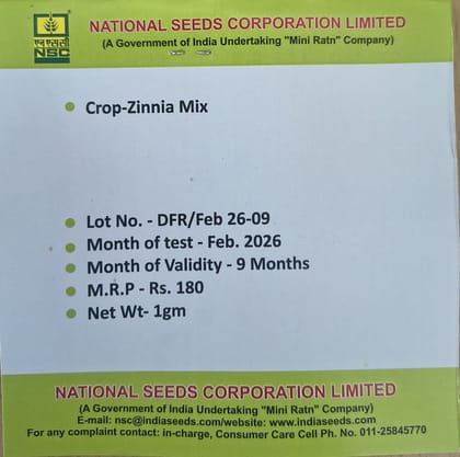 NSC Zinnia Mix flower seed- 1 gram