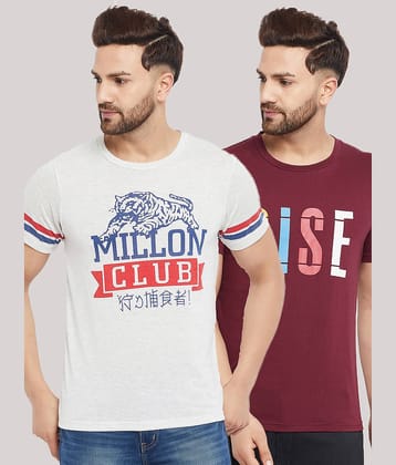 The Million Club Pack of 2 Cotton Blend Regular Fit Men's T-Shirt ( White )