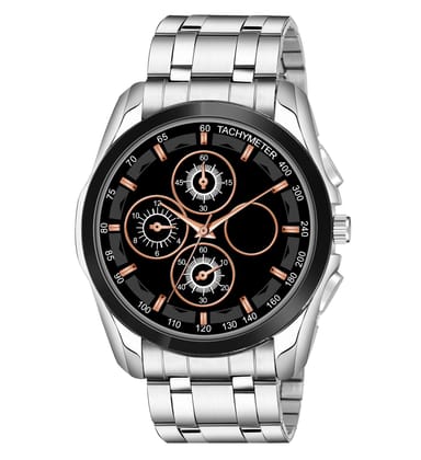 Black & Silver Dummy Chronograph Metal Analog Watch for Men LR114