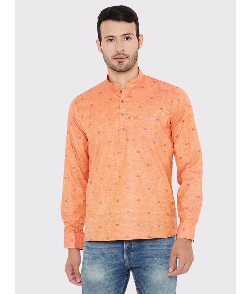 Maharaja - Peach Linen Men's Regular Kurta ( Pack of 1 )