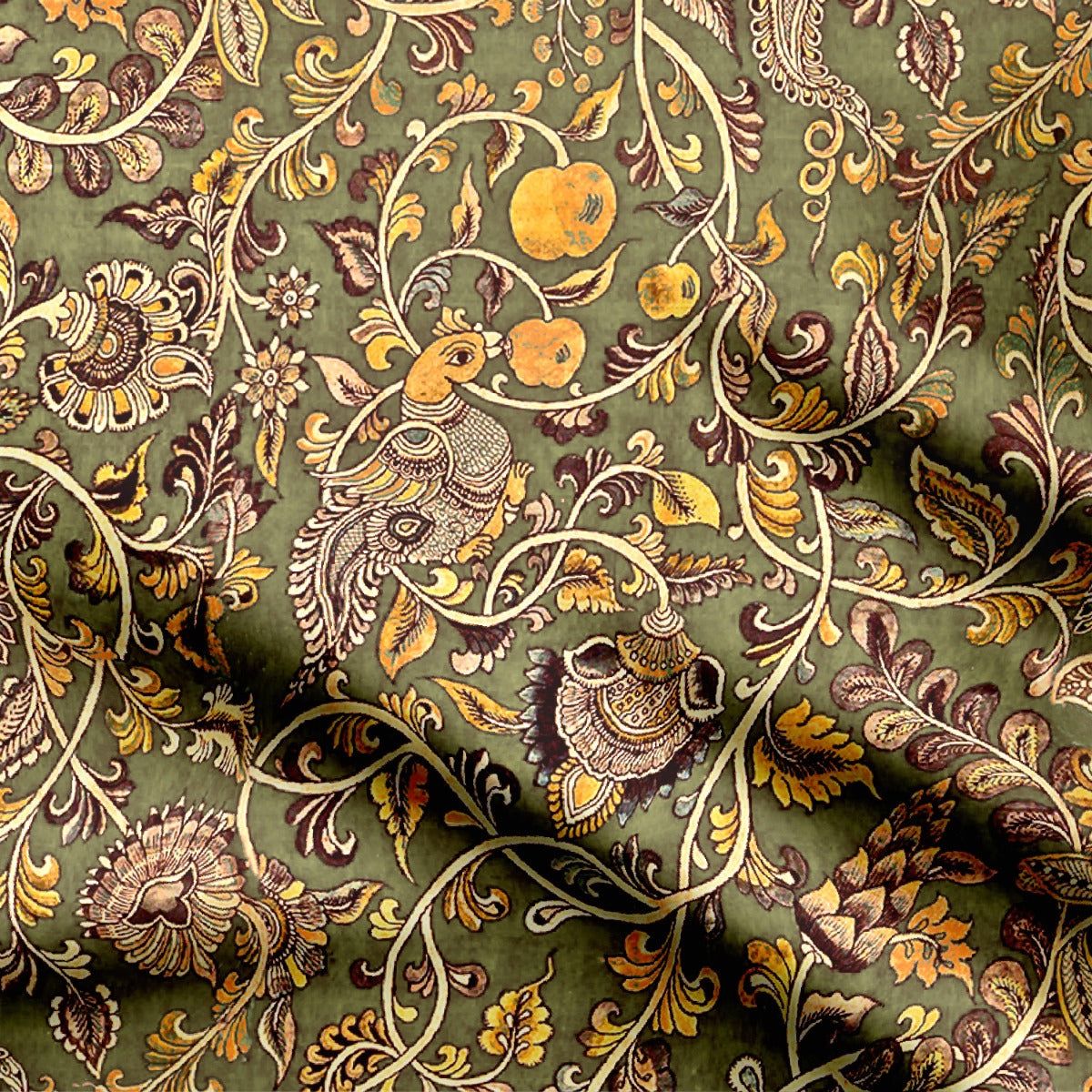 Peacock and Fruit-Cotton