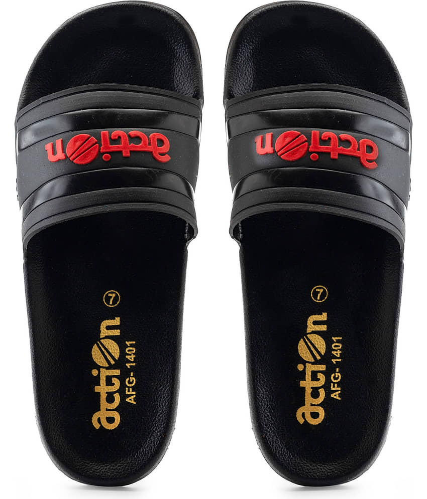 Action Black Men's Slide Flip Flop