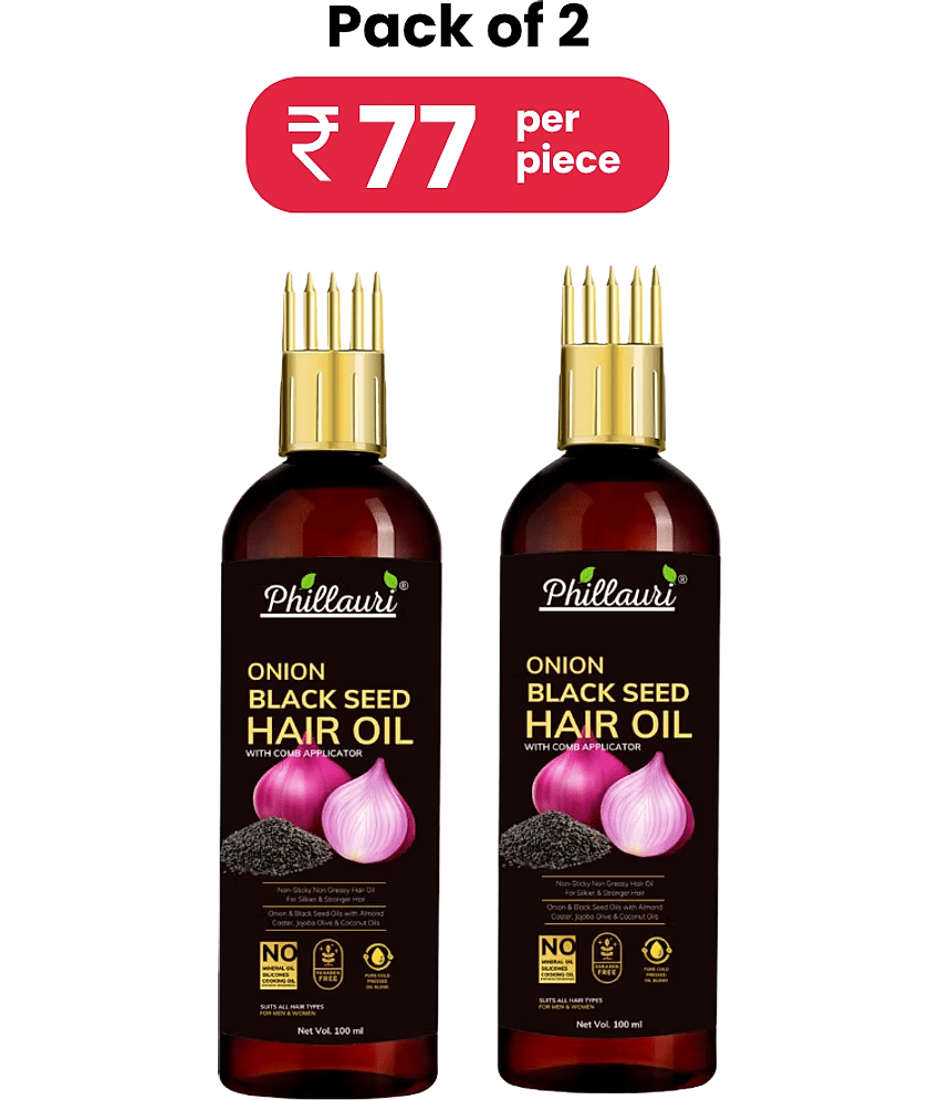 Phillauri Black seed Onion Oil for Hair Regrowth Hair Oil for Men and Women Hair Oil (100 ml) Pack of 2