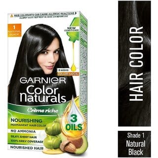 Garnier Color Naturals Cream Hair Color, Natural Black (1) 70 ml + 60 g