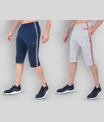 Zeffit - Blue Cotton Blend Men's Three-Fourths ( Pack of 2 )