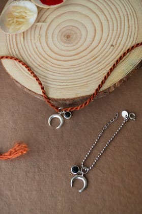 Holistic Charms Sterling Silver Rakhi With Lumba Combo-Silver