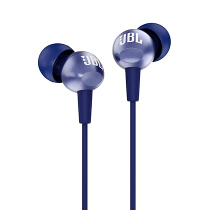 JBL C200SI, Premium in Ear Wired Earphones with Mic, Signature Sound, One Button Multi-Function Remote, Premium Metallic Finish, Angled Earbuds for Comfort fit (Blue) JBL C200SI, Premium in Ear Wired Earphones with Mic, Signature Sound, One Button Multi-