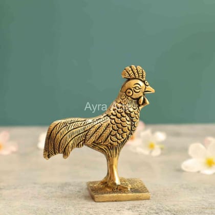 Brass Rooster / Hen / Chicken Animal Statue Sculpture- 4 Inch Height