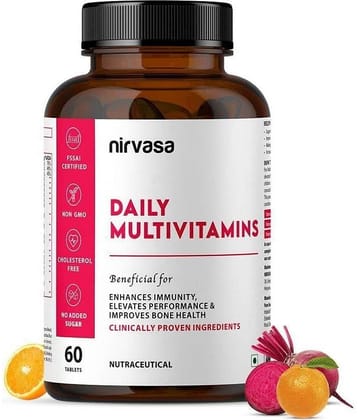 Nirvasa Daily Multivitamin Tablets, Enhances Immunity, Elevates Performance and improves Bone Health enriched with Vitamin & Mineral 1 x 60 Tablets)
